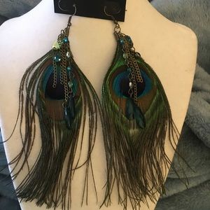 Peacock feather earrings